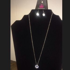 Long Diamond necklace with diamond earrings